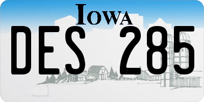 IA license plate DES285