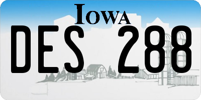 IA license plate DES288