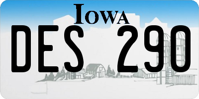 IA license plate DES290