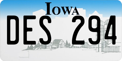 IA license plate DES294