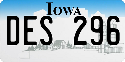 IA license plate DES296