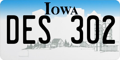 IA license plate DES302