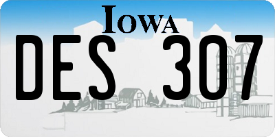 IA license plate DES307