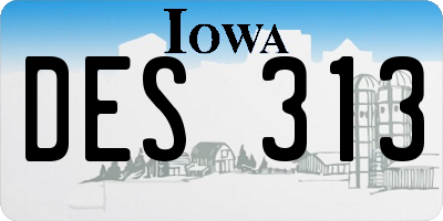 IA license plate DES313