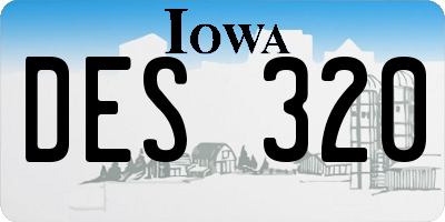IA license plate DES320