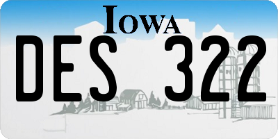 IA license plate DES322