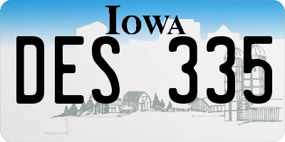 IA license plate DES335