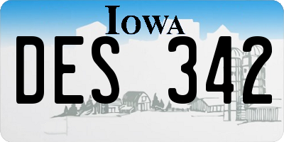 IA license plate DES342