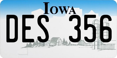 IA license plate DES356
