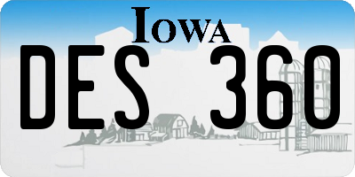 IA license plate DES360