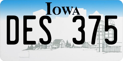 IA license plate DES375