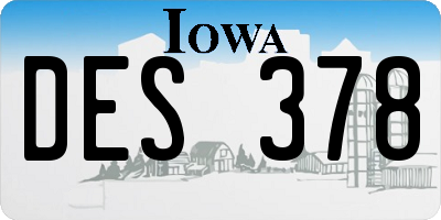 IA license plate DES378