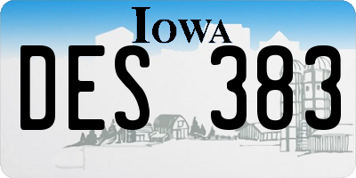 IA license plate DES383