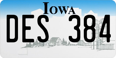 IA license plate DES384