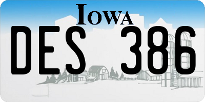 IA license plate DES386