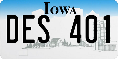 IA license plate DES401
