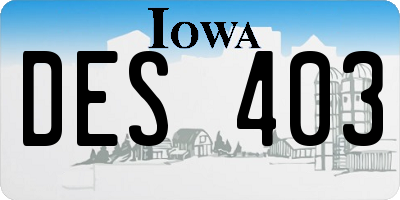 IA license plate DES403