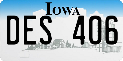 IA license plate DES406
