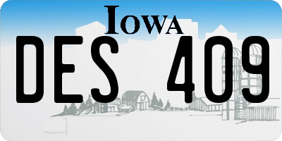 IA license plate DES409
