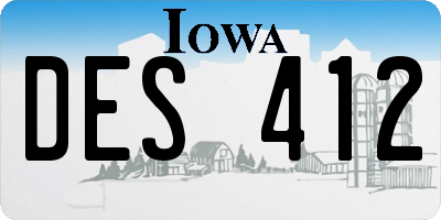 IA license plate DES412