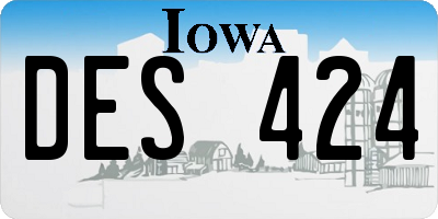 IA license plate DES424