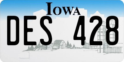 IA license plate DES428