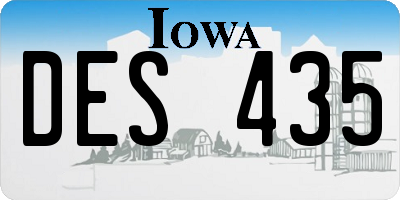 IA license plate DES435