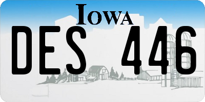 IA license plate DES446