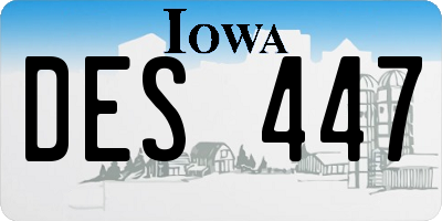 IA license plate DES447