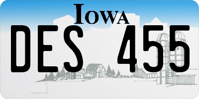 IA license plate DES455