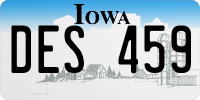 IA license plate DES459