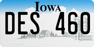 IA license plate DES460