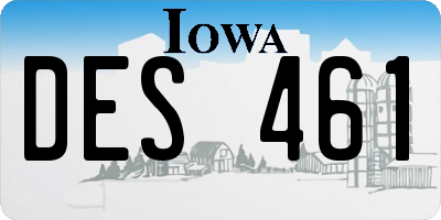 IA license plate DES461