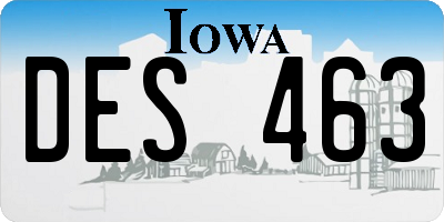 IA license plate DES463