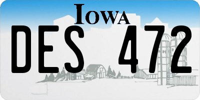 IA license plate DES472