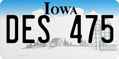 IA license plate DES475