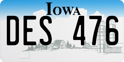 IA license plate DES476