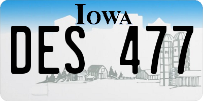 IA license plate DES477