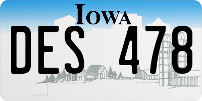 IA license plate DES478