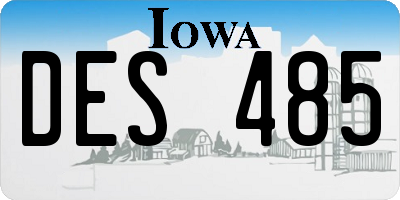 IA license plate DES485