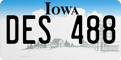 IA license plate DES488