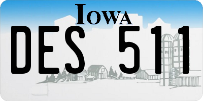 IA license plate DES511