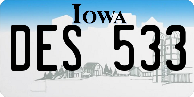 IA license plate DES533