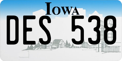 IA license plate DES538
