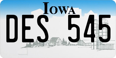 IA license plate DES545