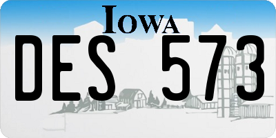 IA license plate DES573
