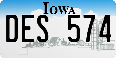 IA license plate DES574