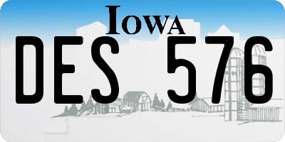 IA license plate DES576