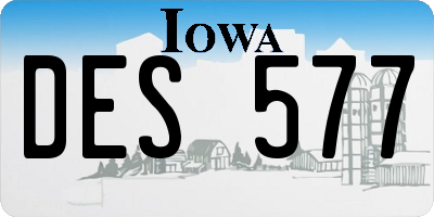 IA license plate DES577