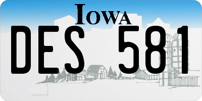 IA license plate DES581
